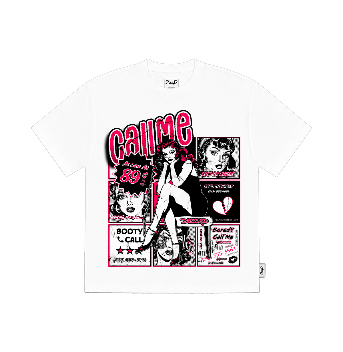 The white call me tee by DizzyD.